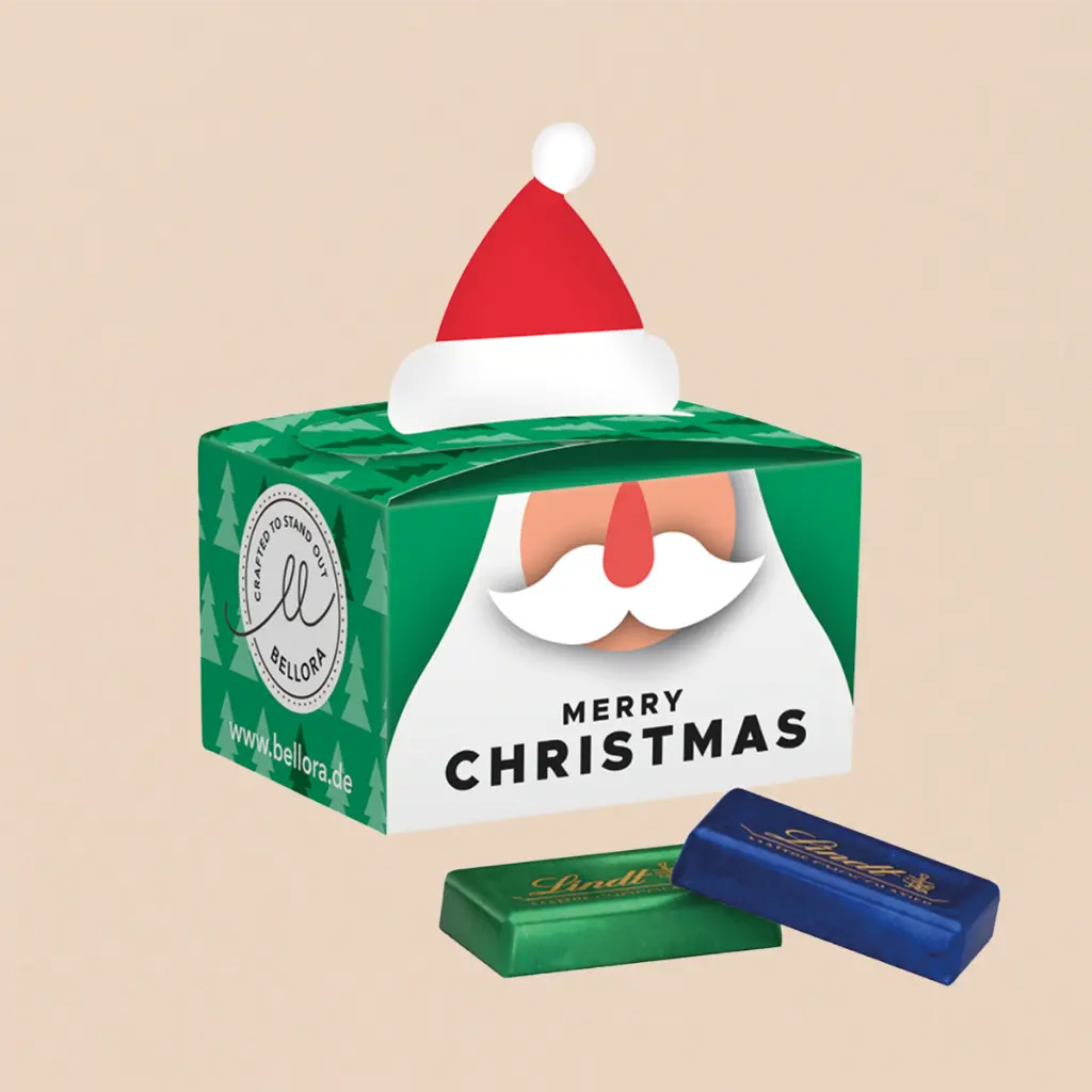 Geschenkbox Mini Weihnachtsmütze, Lindt Schokotäfelchen
