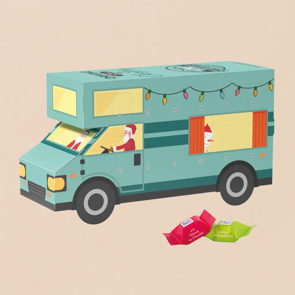 Adventskalender Wohnmobil, Ritter SPORT Schokowürfel 
