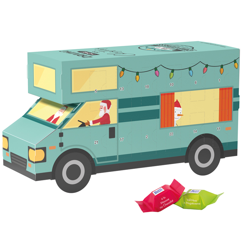 Adventskalender Wohnmobil, Ritter SPORT Schokowürfel 