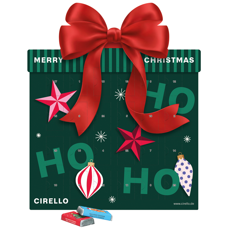 Shape Adventskalender Geschenk, Schokotäfelchen in weihnachtlichen Motiven