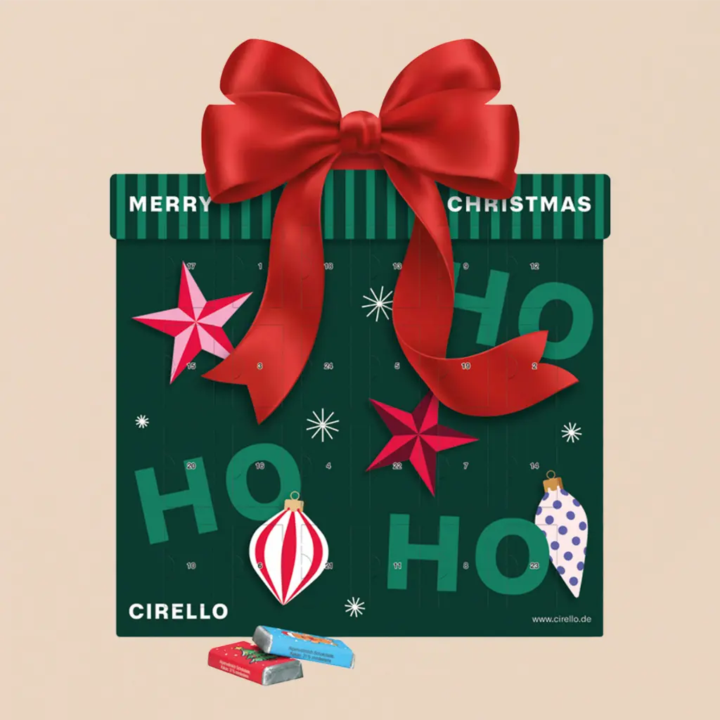 Shape Adventskalender Geschenk, Schokotäfelchen in weihnachtlichen Motiven