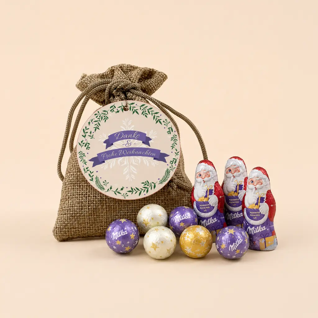 Weihnachtssäckchen "Danke & Frohe Weihnachten" - Milka-Mix