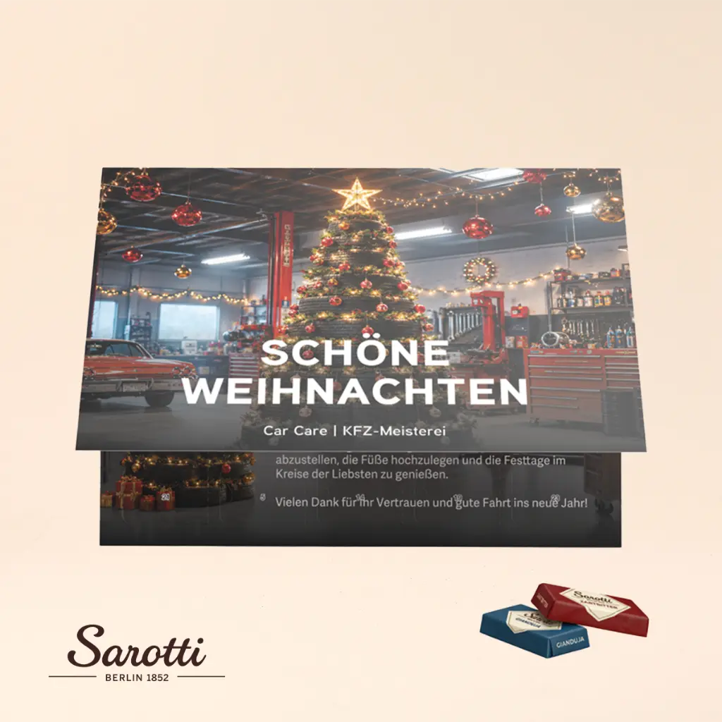 Premium Tisch Adventskalender Flip Cover Querformat Sarotti Schokotäfelchen 