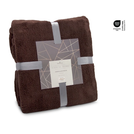 [4FD67-60] Microflausch- decke mokkabraun