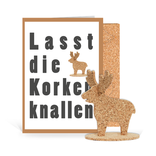 [WP11040] Karte: Korkkarte Rentier (Wir gestalten gratis für Dich)
