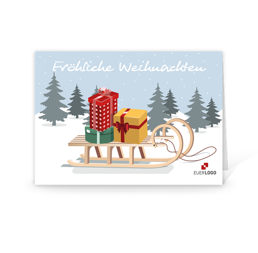 [WP12897] Karte: Geschenkeschlitten (Wir gestalten gratis für Dich)