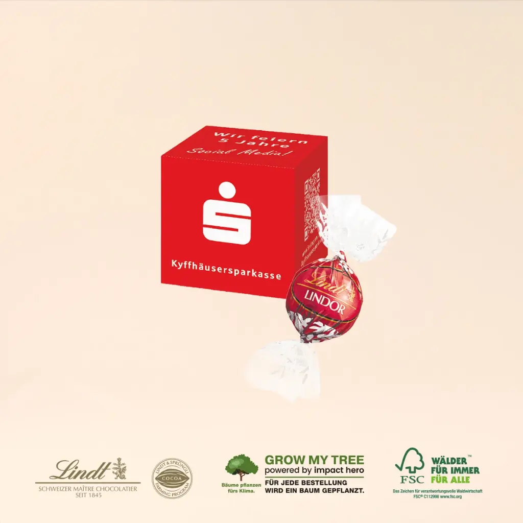 Werbewürfel mit Lindt Lindor Pralinés, 1er