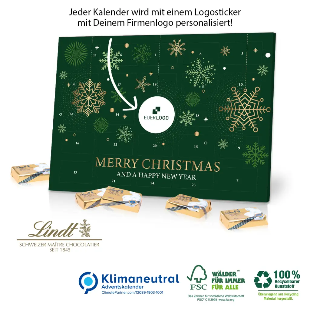 Tischkalender Lindt mit Logo - Gold Edition