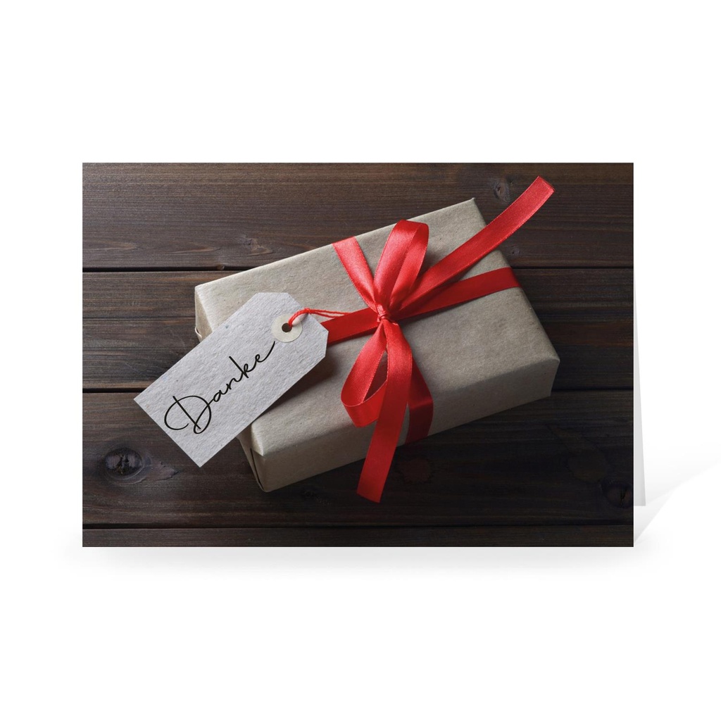 Karte: Danke Geschenk Rot