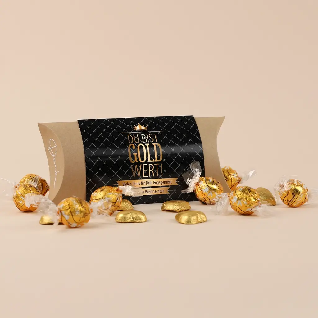 Pillowbox "Du bist Gold wert" - Lindt Xmas
