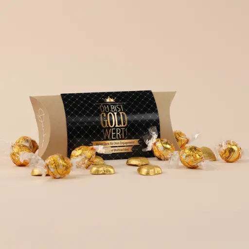 [WP13292] Pillowbox "Du bist Gold wert" - Lindt Xmas