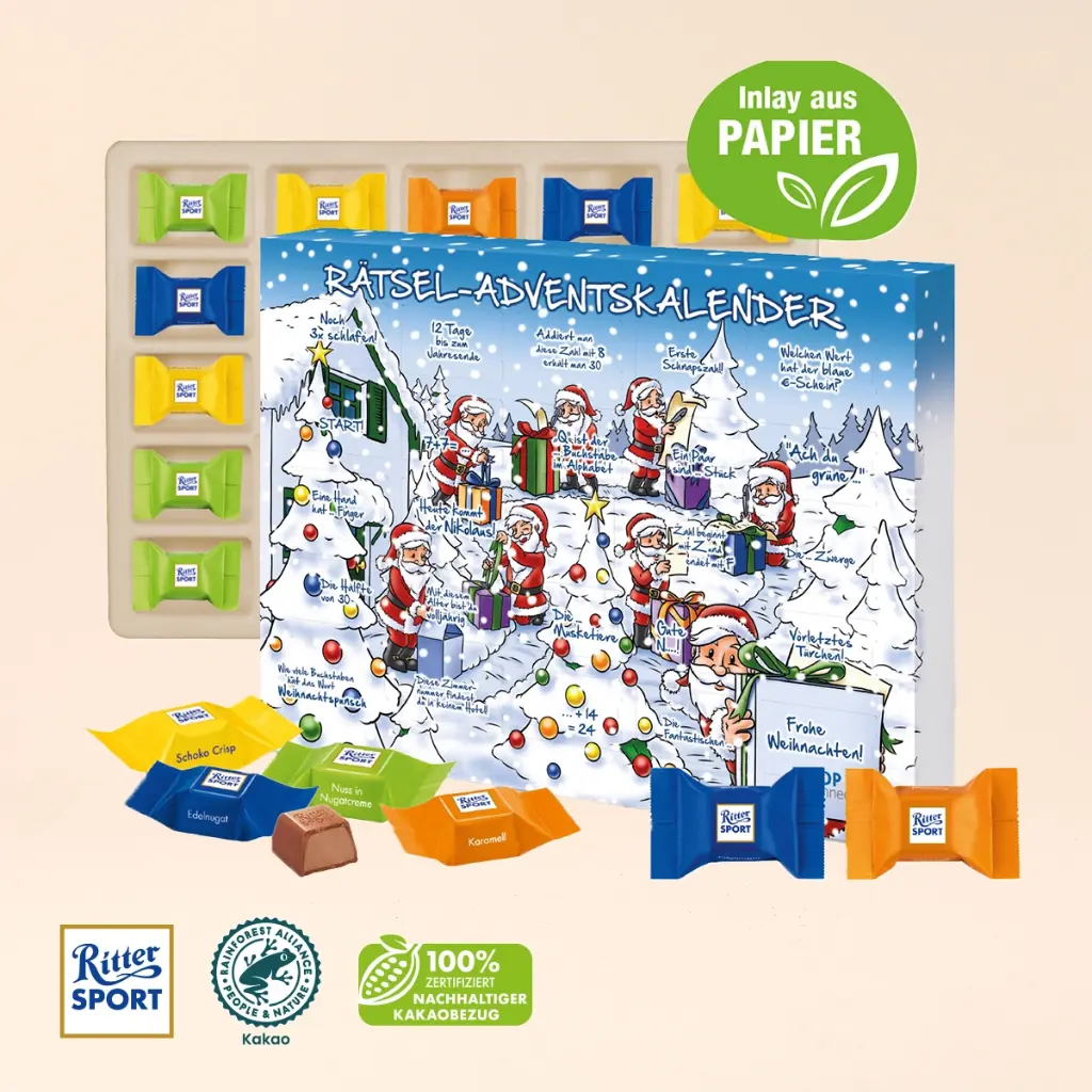 Nachhaltiger Adventskalender mit RITTER SPORT Schokowürfel
