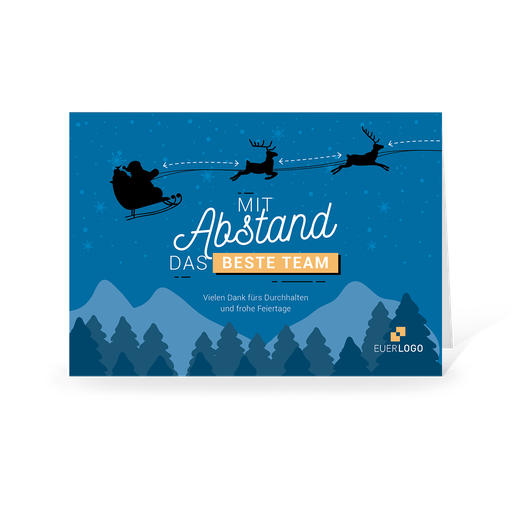 Karte: Mit Abstand – Bestes Team „Rentiere“