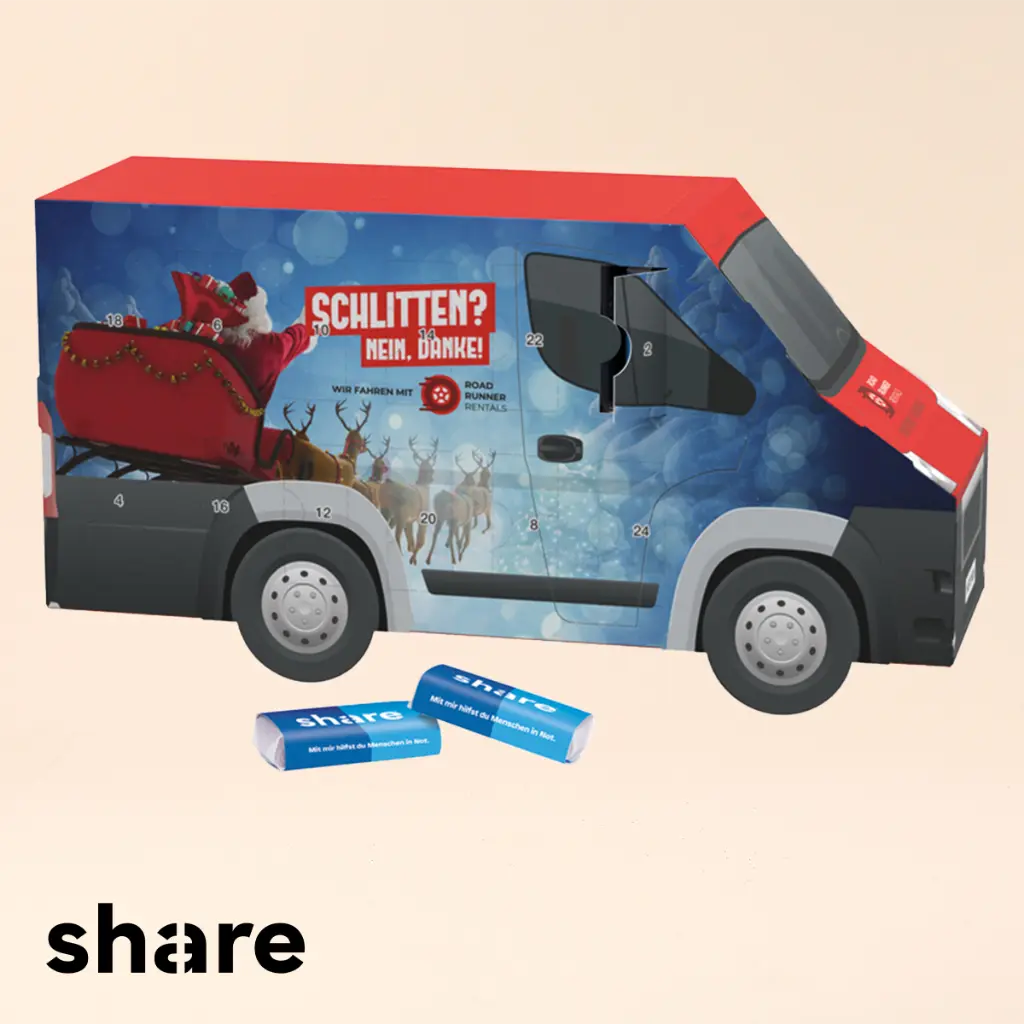 Adventskalender Transporter - share Schokotäfelchen