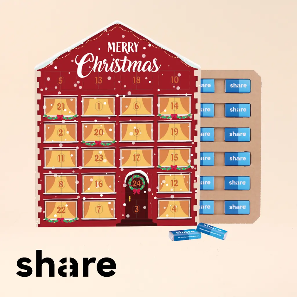 Täfelchen Adventskalender Haus ECO - share Napolitain