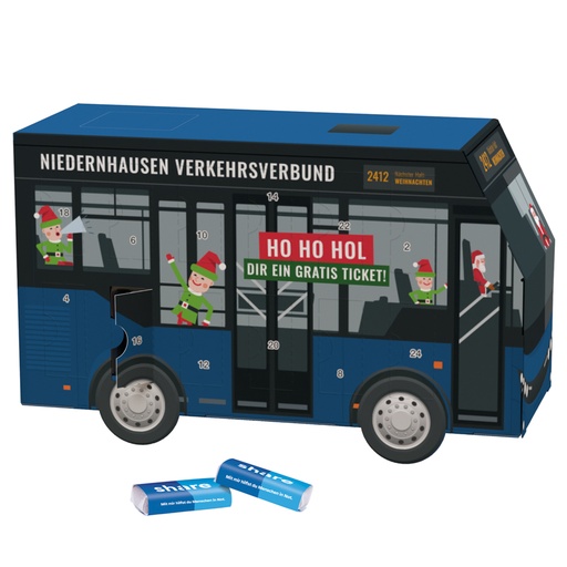 [1275-S] Adventskalender Bus - share Schokotäfelchen