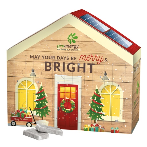 [1091] Adventskalender Haus, Alpenmilch-Schokotäfelchen