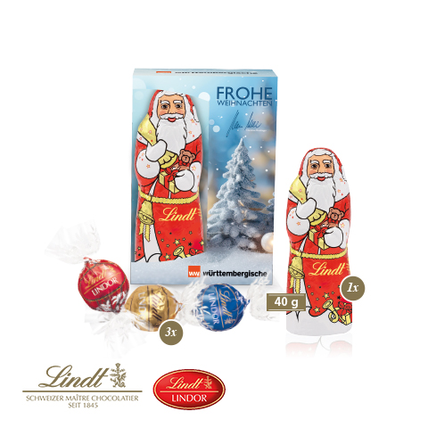 [95532] Premium-Präsent Lindt Minis und Weihnachtsmann „Medium"