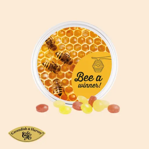 [1017] Bonbondose Midi, weiß Micro-Bonbons Frucht Mix