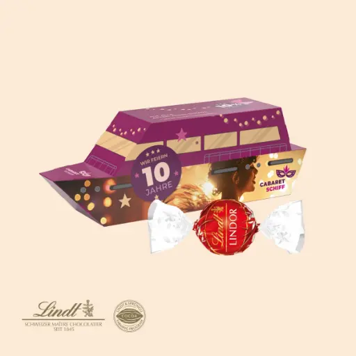 [1297-BOOT-L] 3D-Präsent Schiff, Lindt LINDOR Milchkugeln