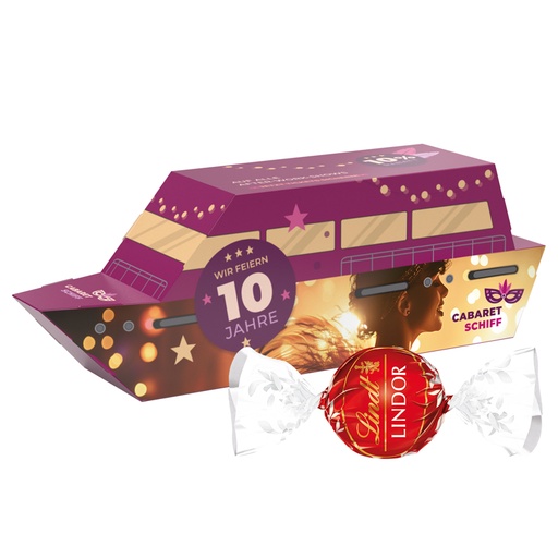 [1297-BOOT-L] 3D-Präsent Schiff, Lindt LINDOR Milchkugeln