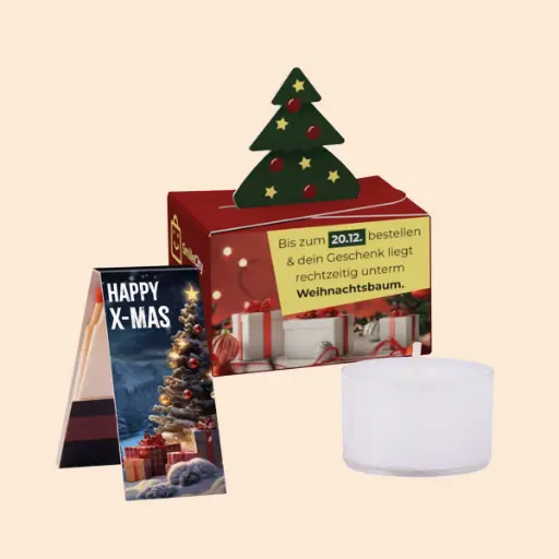 [1271-W] Geschenkbox Mini Tanne, Teelicht