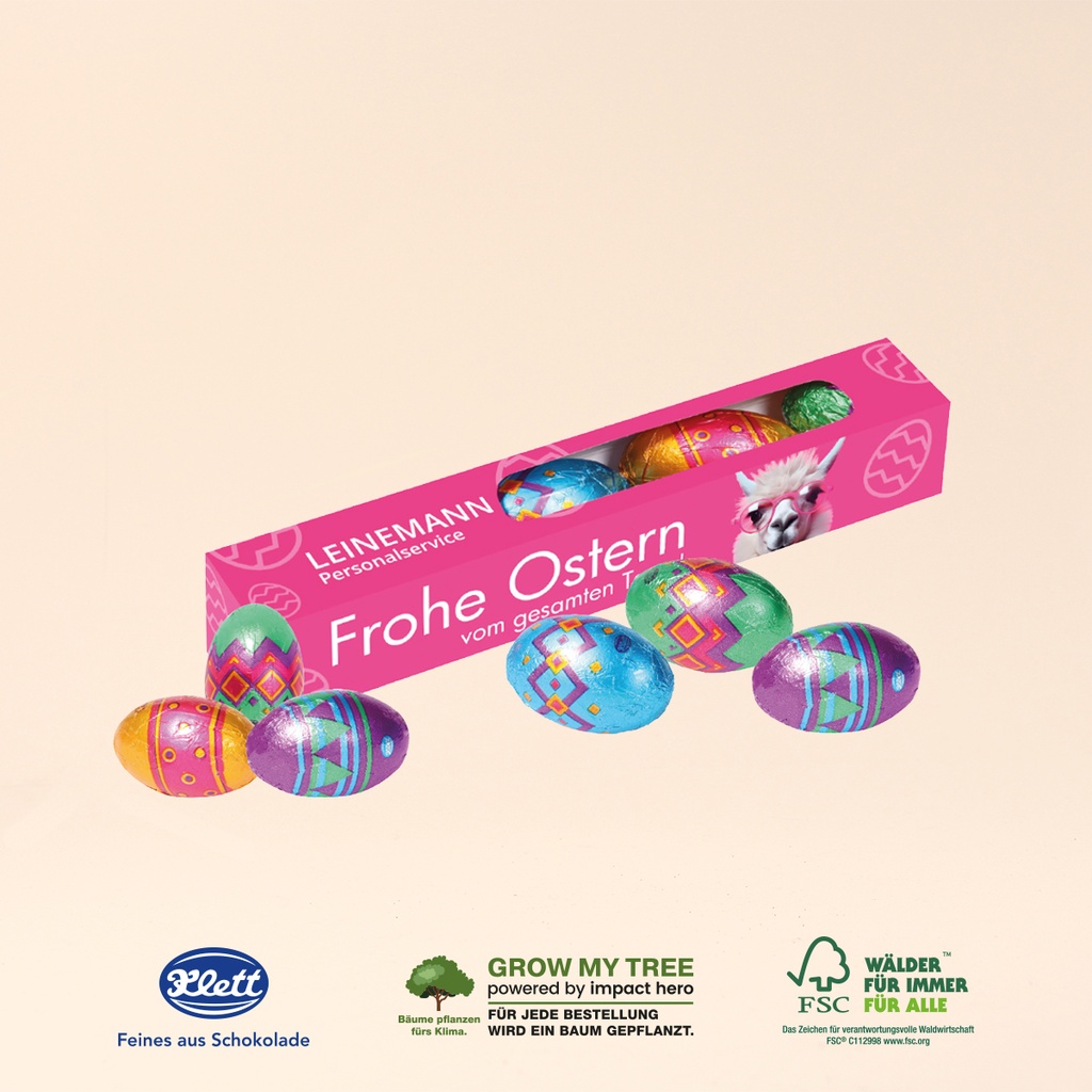 Eier Parade mit Klett Schokolade