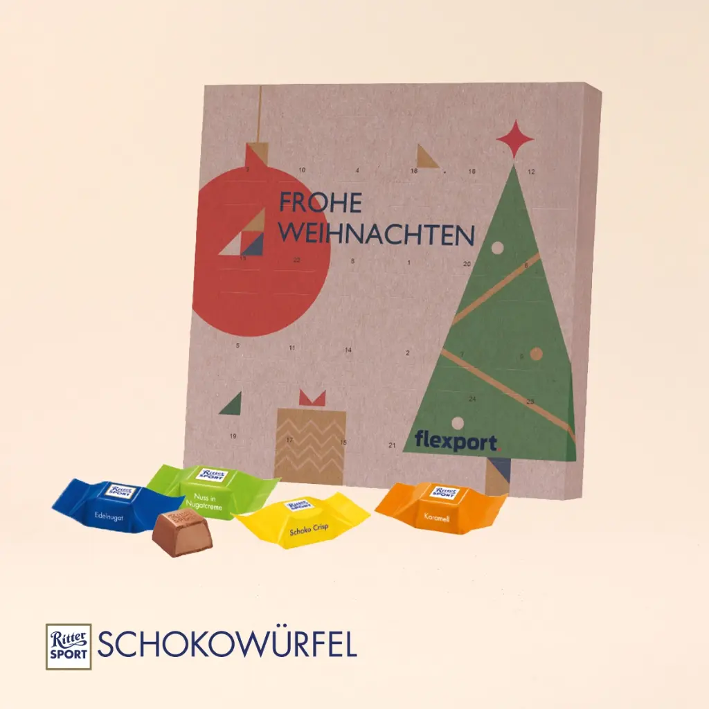 Adventskalender Quadratisch - Ritter SPORT Schokowürfel
