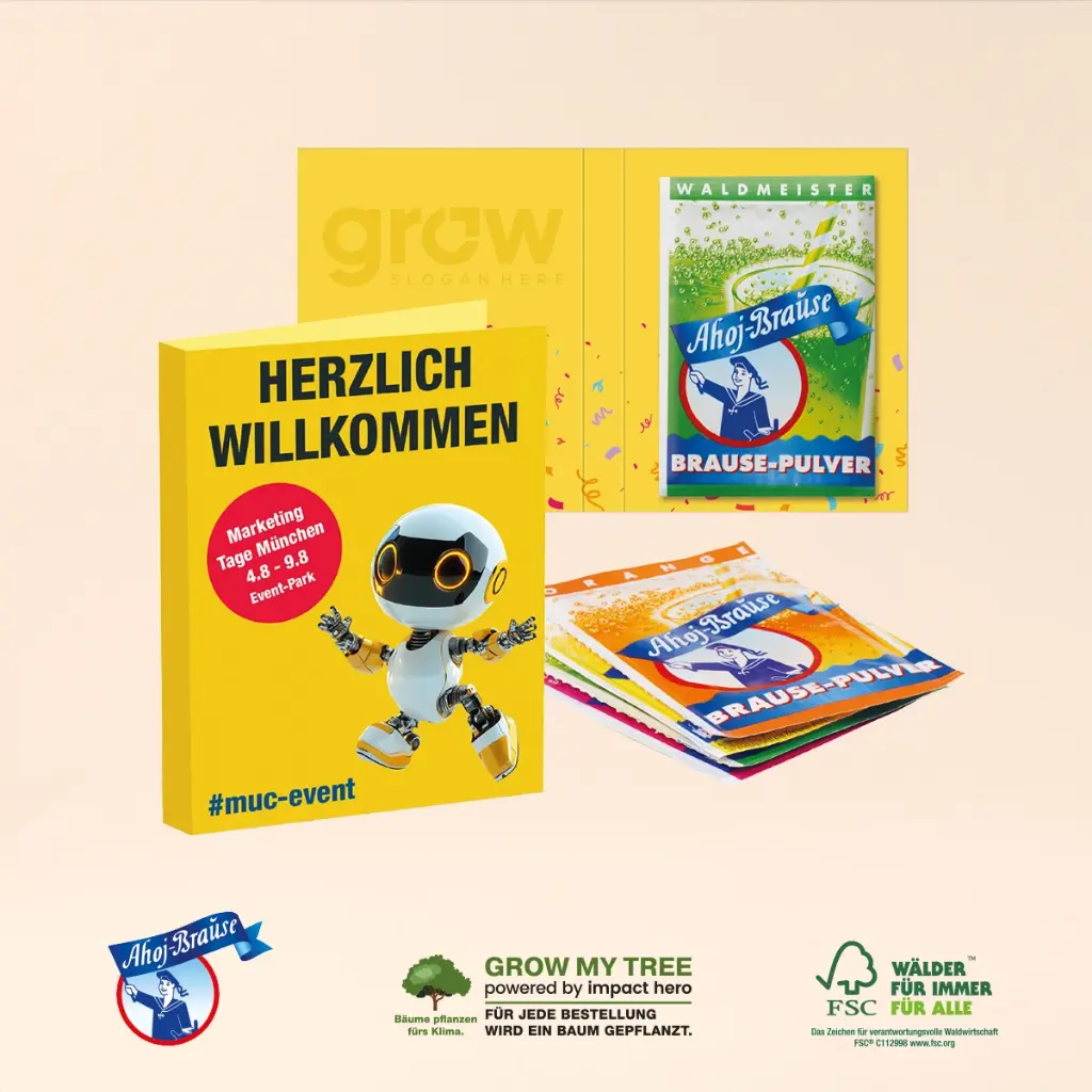 Werbe-Klappkarte mit Ahoj Brause Pulver