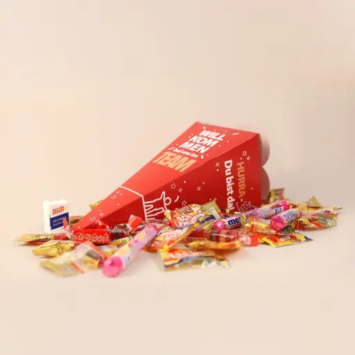 [WP13548] Schultüte "Willkommen bei uns im Team" - XXL - Süßer Mix