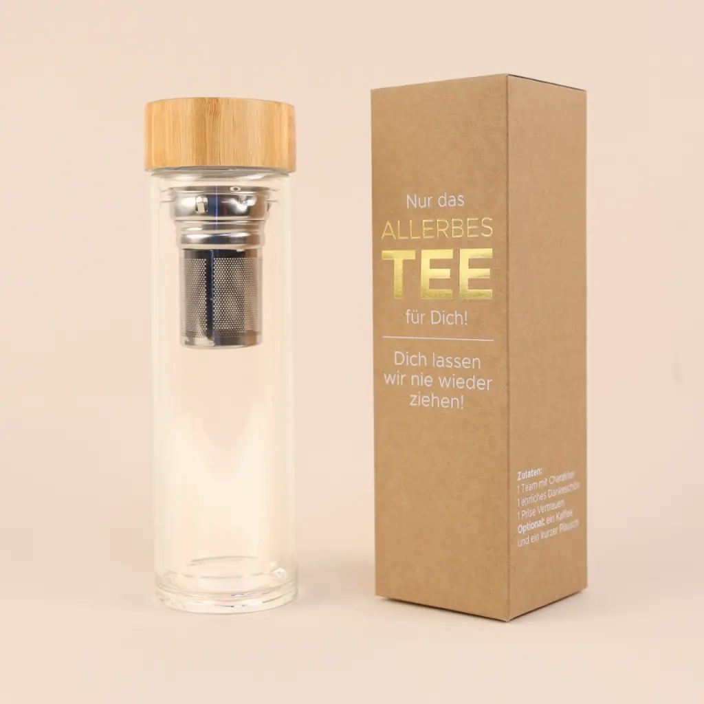 Thermo-Glasflasche mit Teesieb "AllerbesTEE"