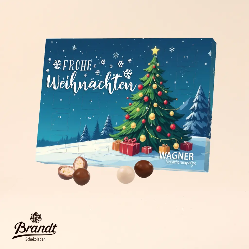 Tisch-Adventskalender mit Brandt Knusperkugeln 