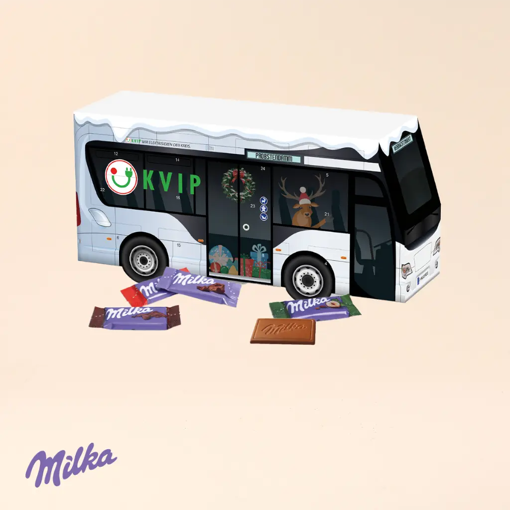 3D Adventskalender "Bus" mit Milka Schokolade 