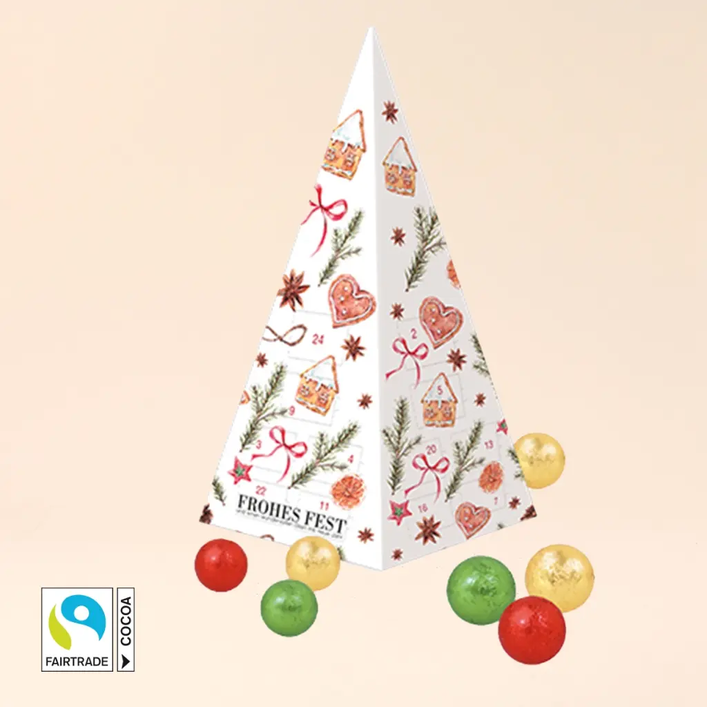 Adventskalender "Weihnachtspyramide" mit Fairtrade® Schokolade 