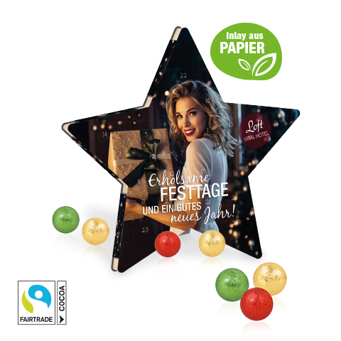 Adventskalender "Stern" mit Fairtrade® Schokolade 