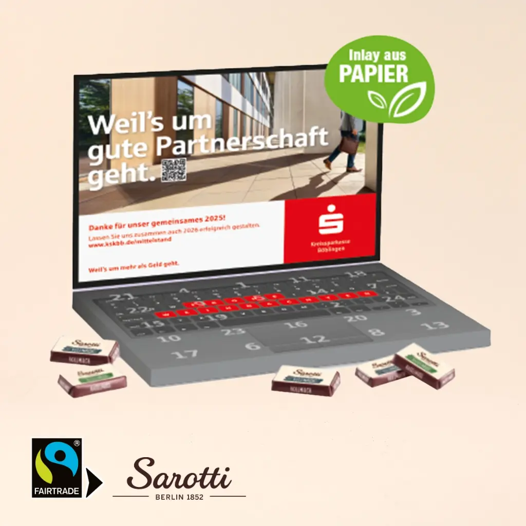 Adventskalender Laptop mit Sarotti Fairtrade® 