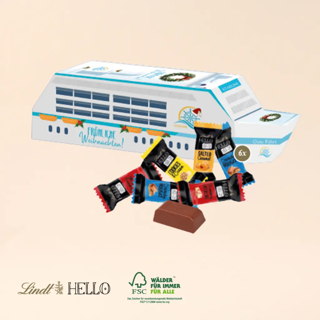 3D Präsent "Schiff" mit Lindt HELLO 