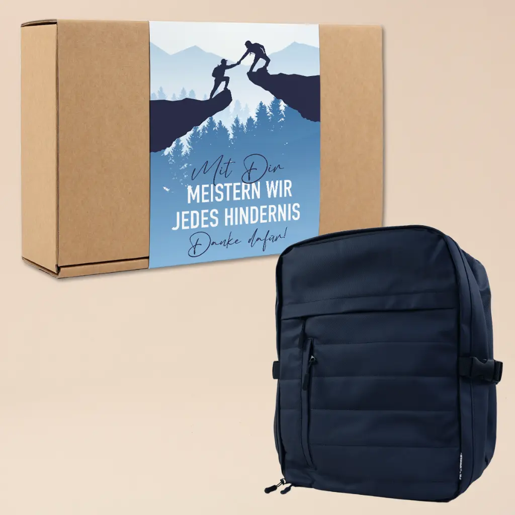 Geschenkset Rucksack "Mit Dir meistern wir jedes Hindernis!"