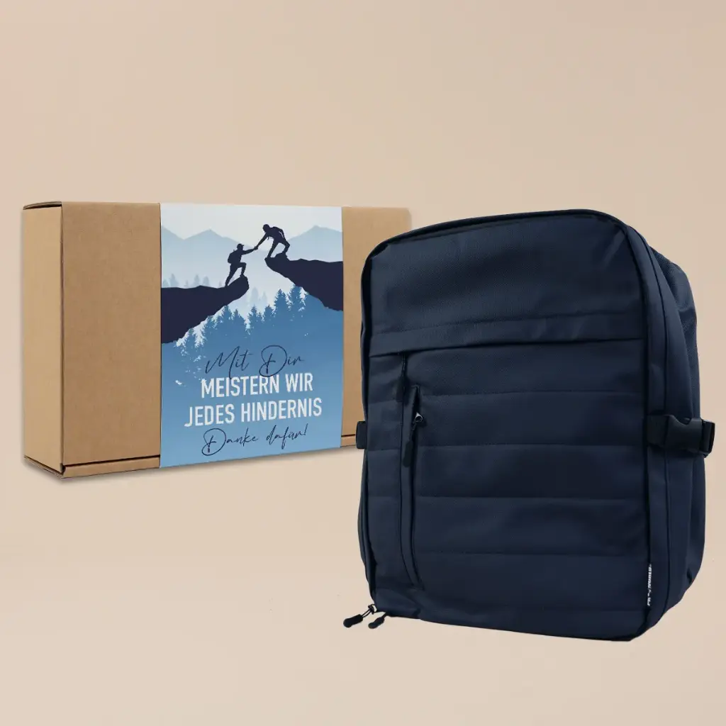 Geschenkset Rucksack "Mit Dir meistern wir jedes Hindernis!"