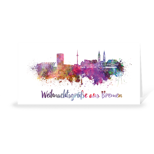 [WP10983] Karte: Skyline aquarell - Bremen (Wir gestalten gratis für Dich)