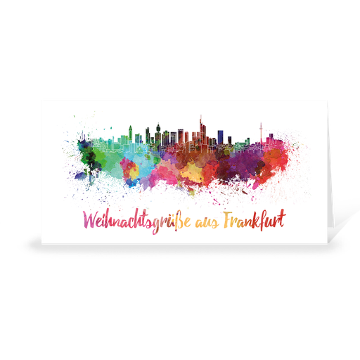 [WP10987] Karte: Skyline aquarell - Frankfurt (Wir gestalten gratis für Dich)