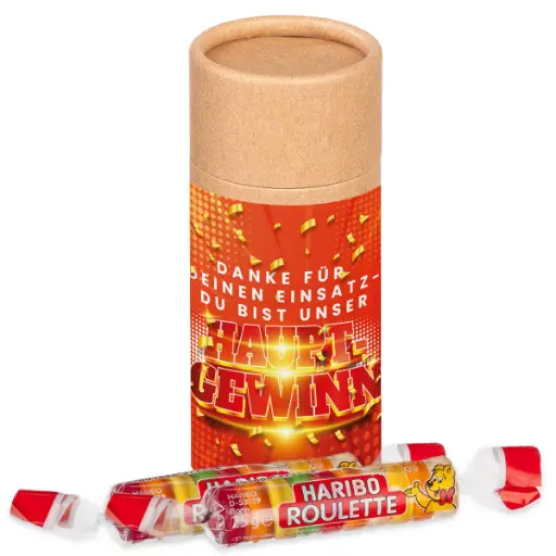 [WP13105] Präsenthülse "Hauptgewinn" - Haribo Roulette