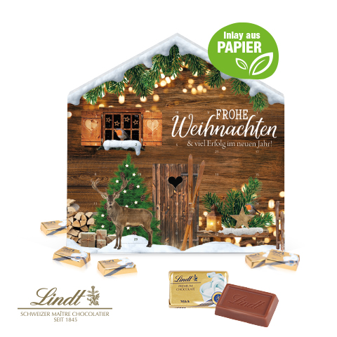 [55412-W] Adventskalenderhaus Organic mit Lindt Täfelchen