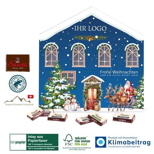 [55413-W] Adventskalenderhaus Organic mit Sarotti Täfelchen