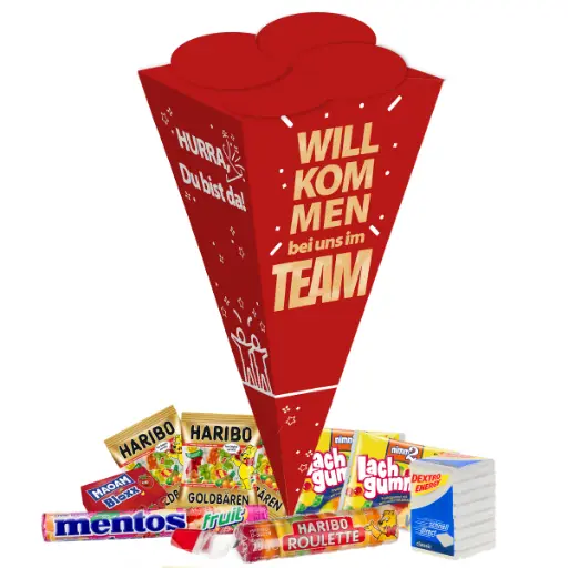 [WP13548] Schultüte "Willkommen bei uns im Team" - XXL - Süßer Mix