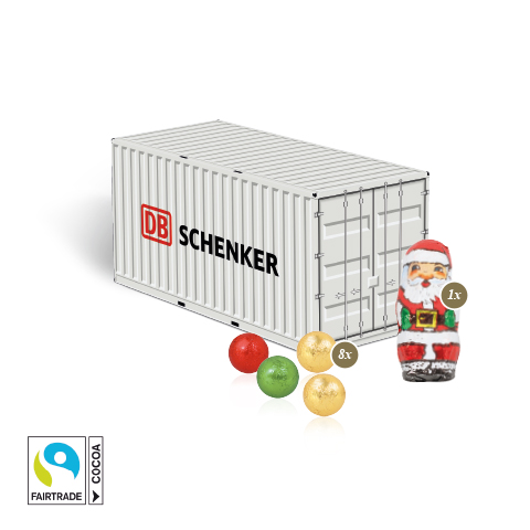 [95555] 3D Präsent "Container" mit Fairtrade® Schokolade 