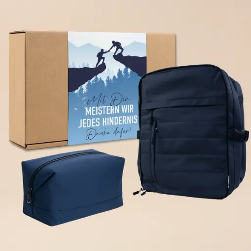[WP13602] Geschenkset Rucksack "Mit Dir meistern wir jedes Hindernis!"