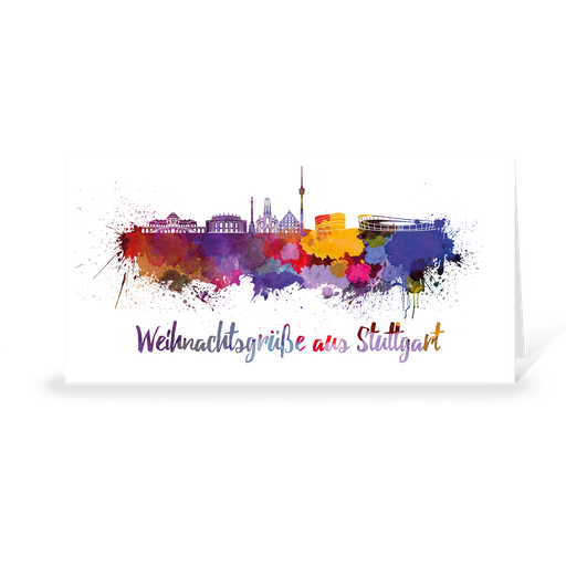 [WP10991] Karte: Skyline aquarell - Stuttgart